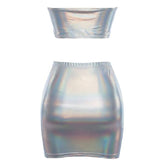Set aus holografischem Top und Rock